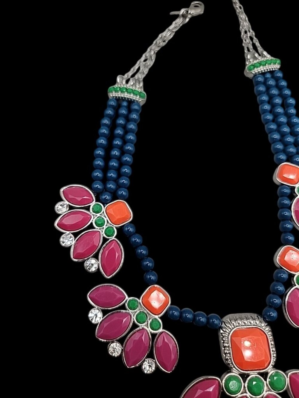 Lia Sophia Flamenco Statement Bib Necklace 21" Retired Bold Adjustable Signed - Picture 13 of 13